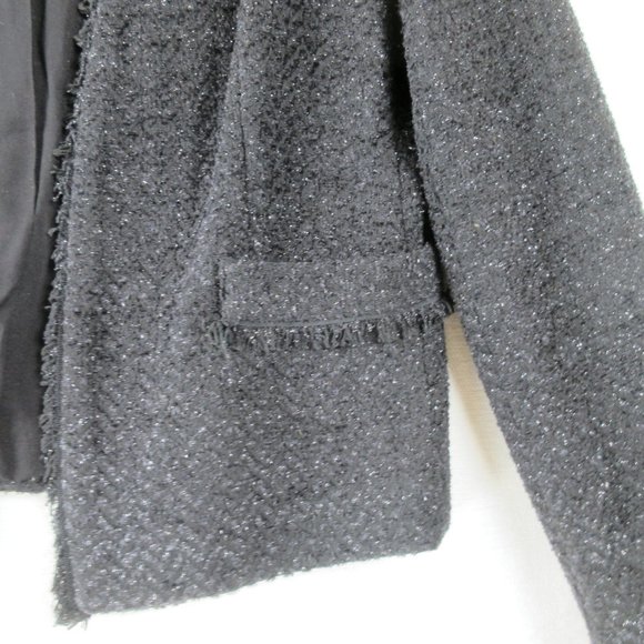 Massimo Dutti Black Tweed Blazer Size 8 Open Front - Picture 3 of 10